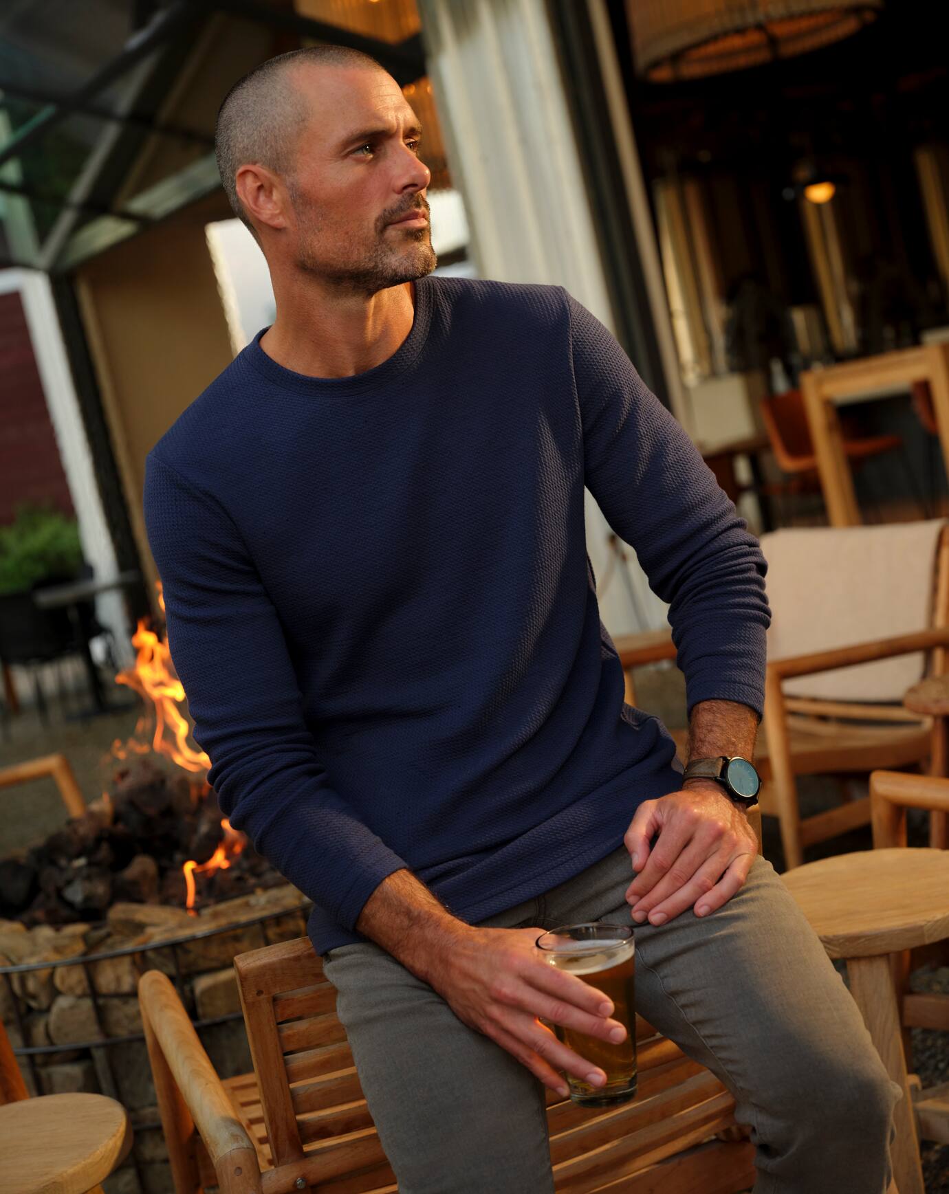 Cloud Waffle Crew Men/Mood Indigo