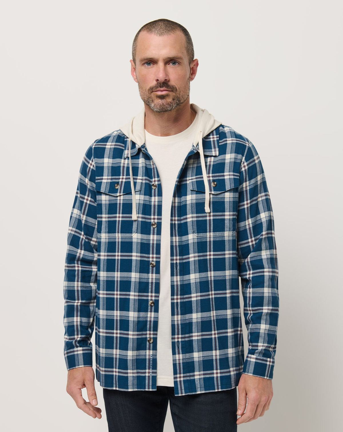 Cloud Flannel Hooded Button-Up Men/Titan