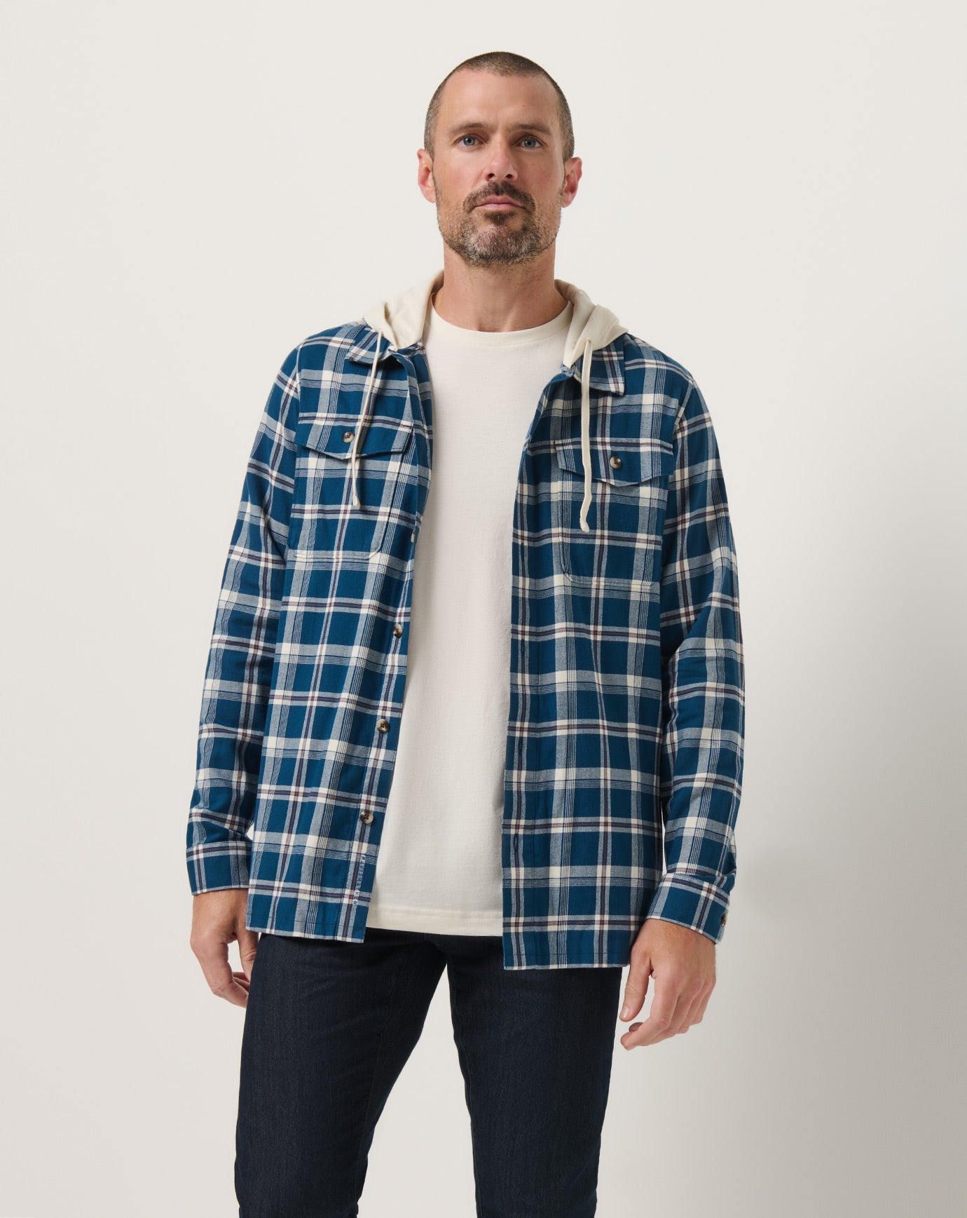 Cloud Flannel Hooded Button-Up Men/Titan