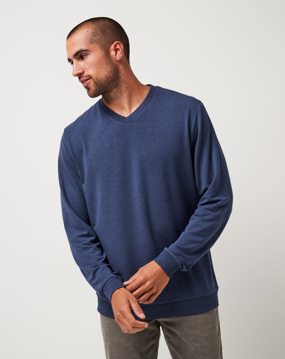 Amenities V-Neck Crew Men|Golf/Heather Blue Nights
