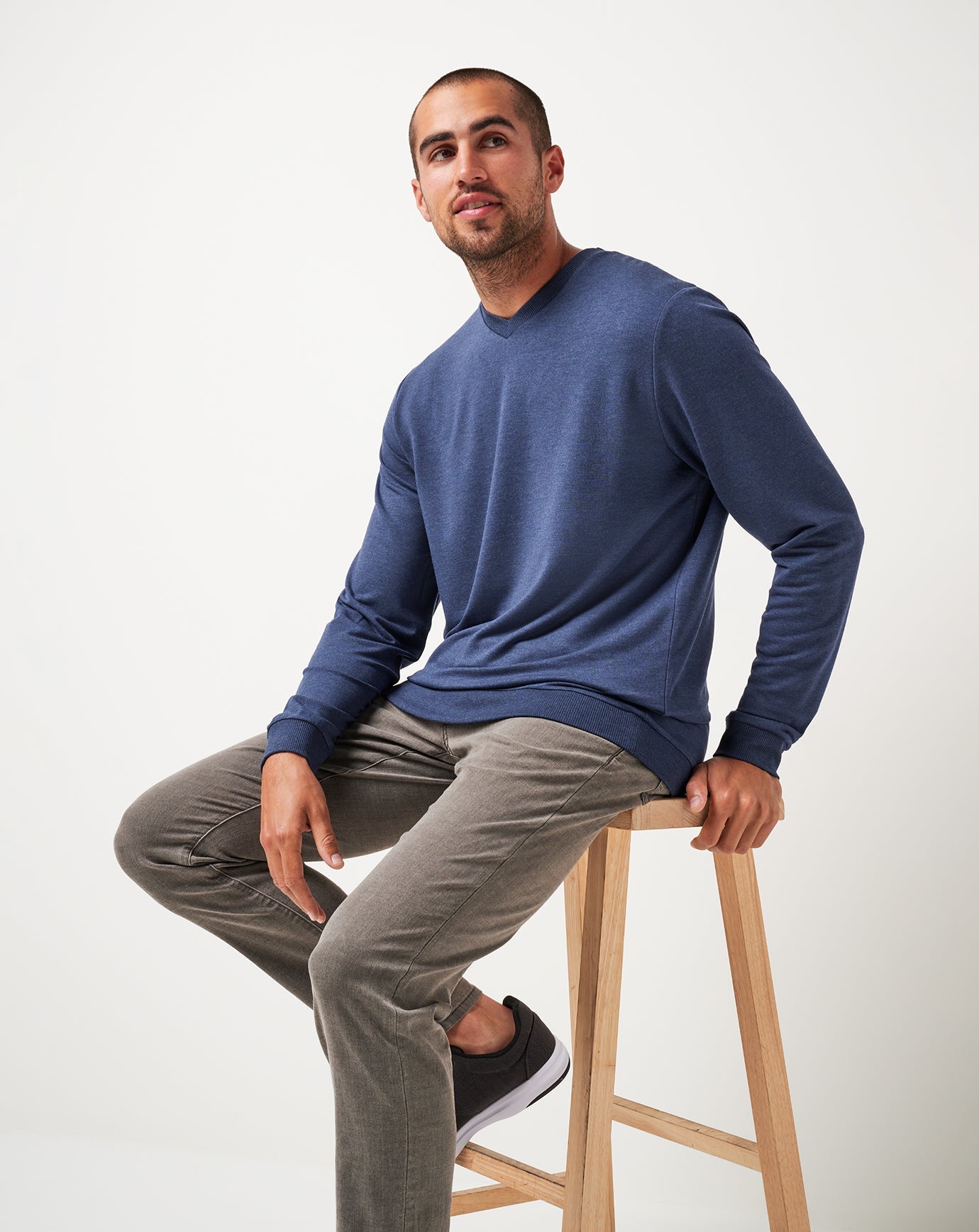 Amenities V-Neck Crew Men|Golf/Heather Blue Nights