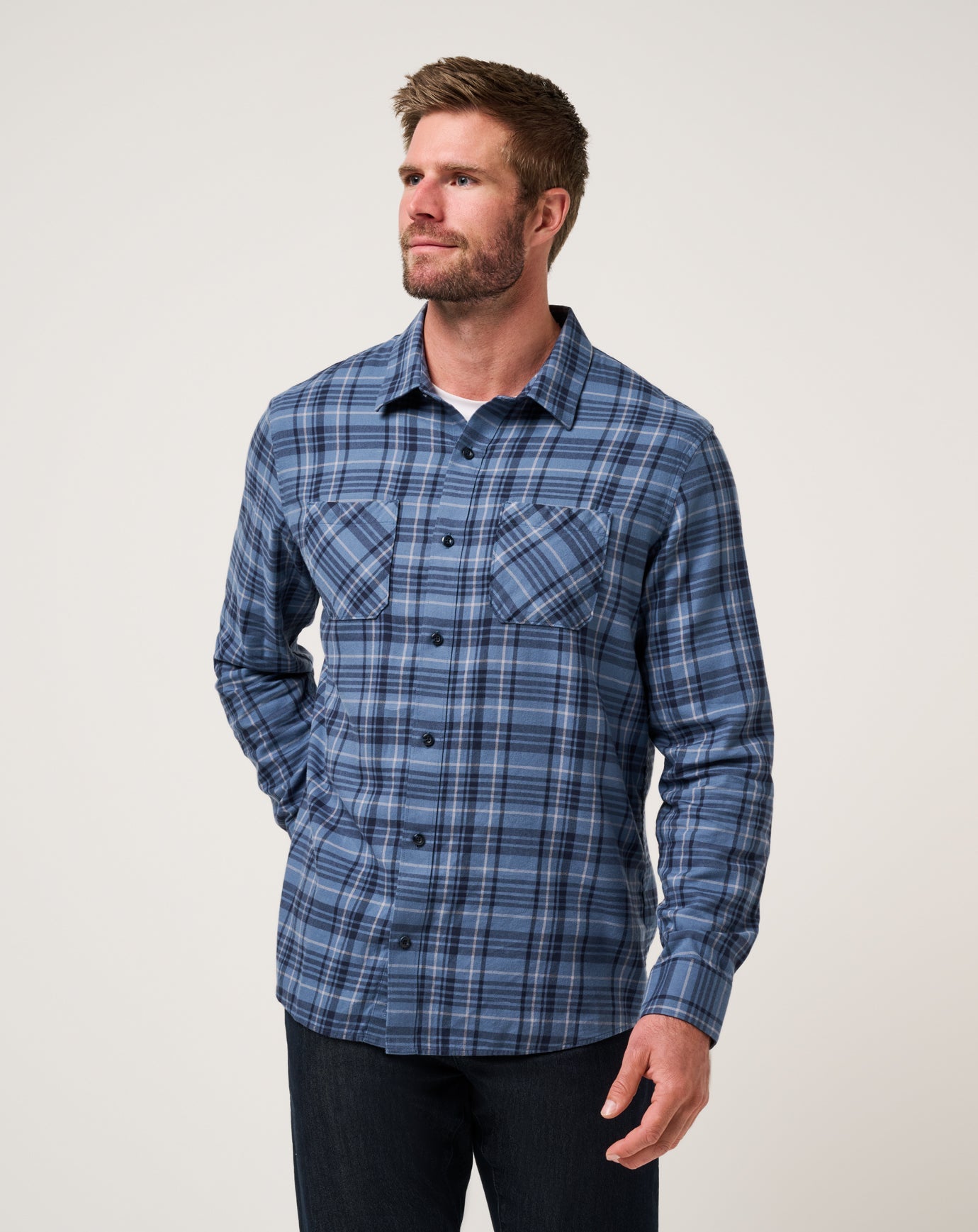 Cloud Flannel Plaid Button-Up Men/Bering Sea/Sleet