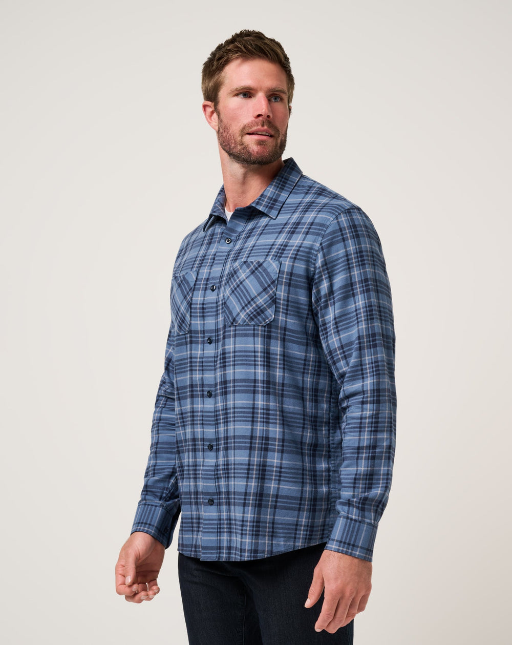 Cloud Flannel Plaid Button-Up Men/Bering Sea/Sleet