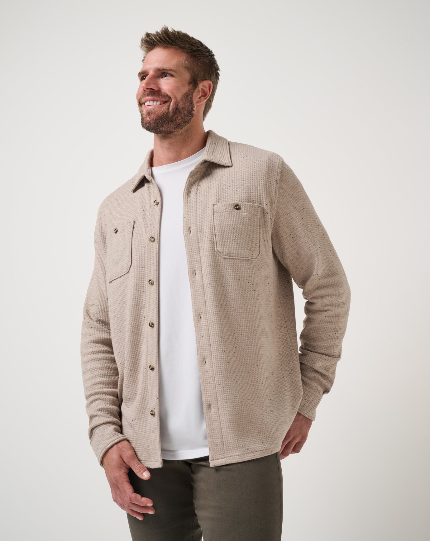 Cloud Waffle Shirt Jacket Men/Oxford Tan
