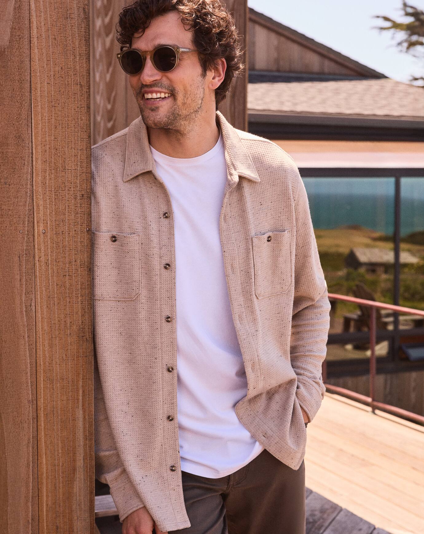 Cloud Waffle Shirt Jacket Men/Oxford Tan
