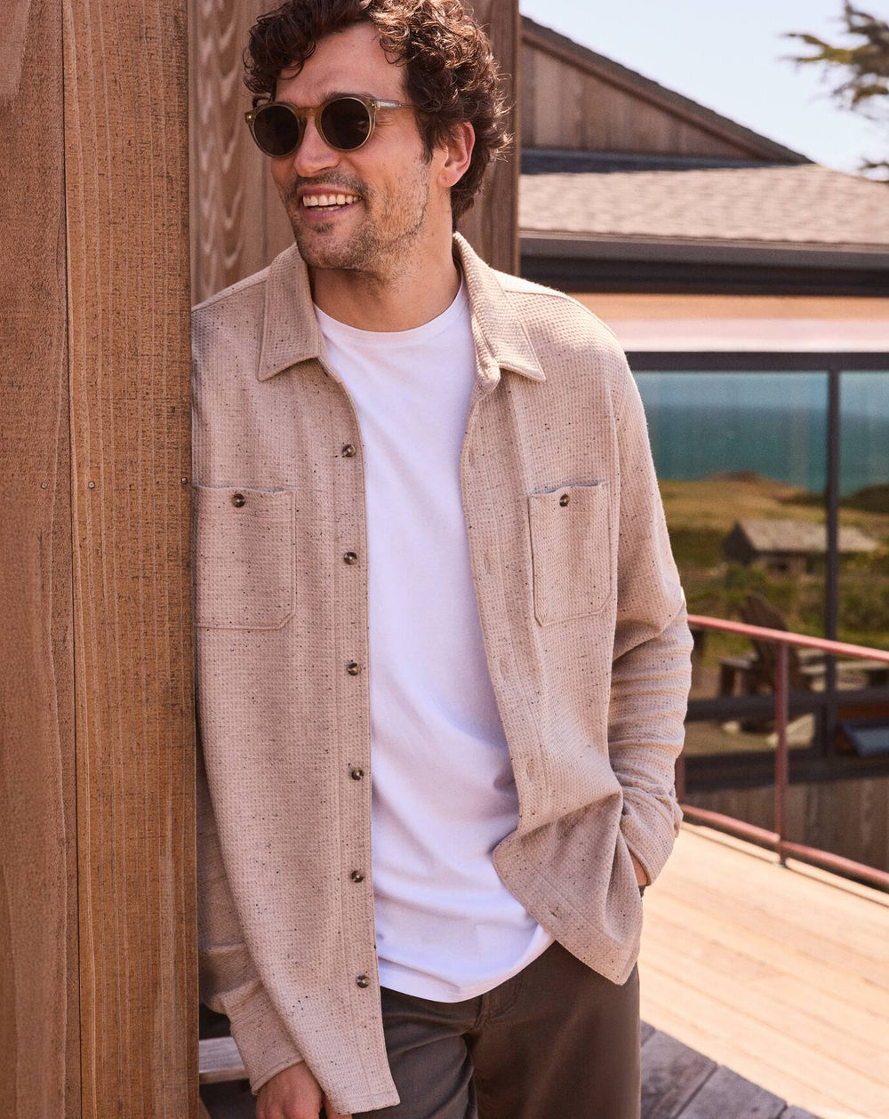 Cloud Waffle Shirt Jacket Men/Oxford Tan
