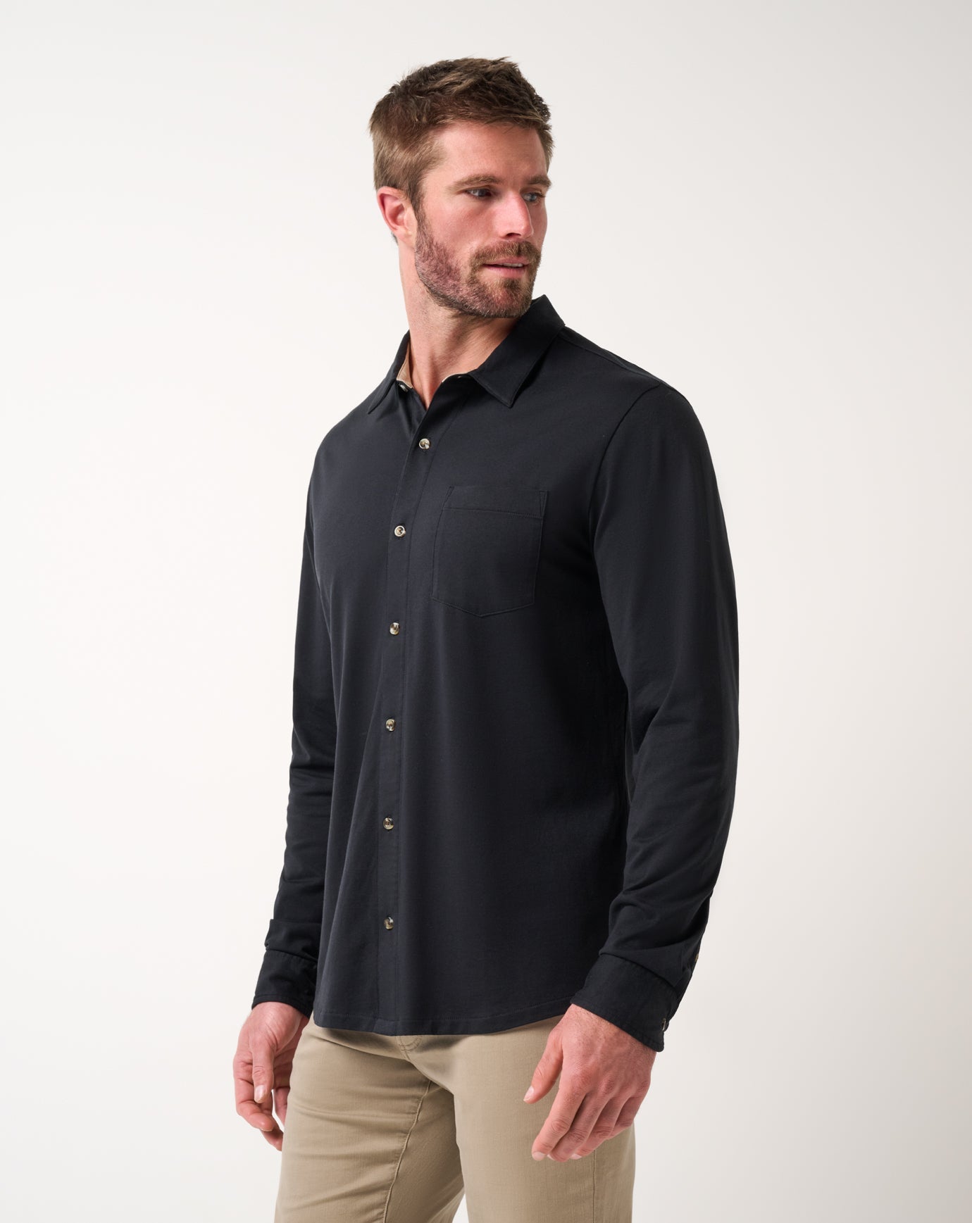 Comfortknit TM Social Club Button-Up Men/Black