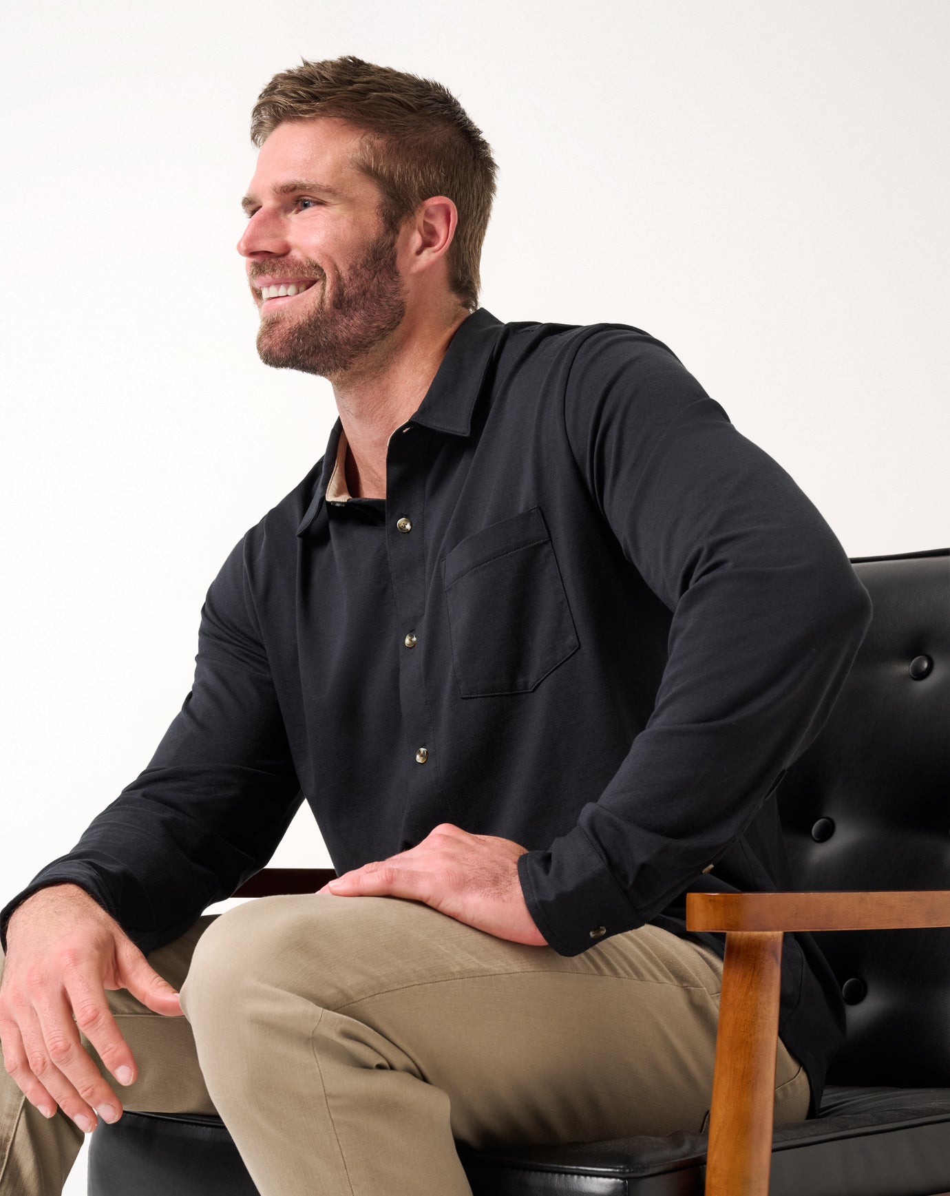 Comfortknit TM Social Club Button-Up Men/Black