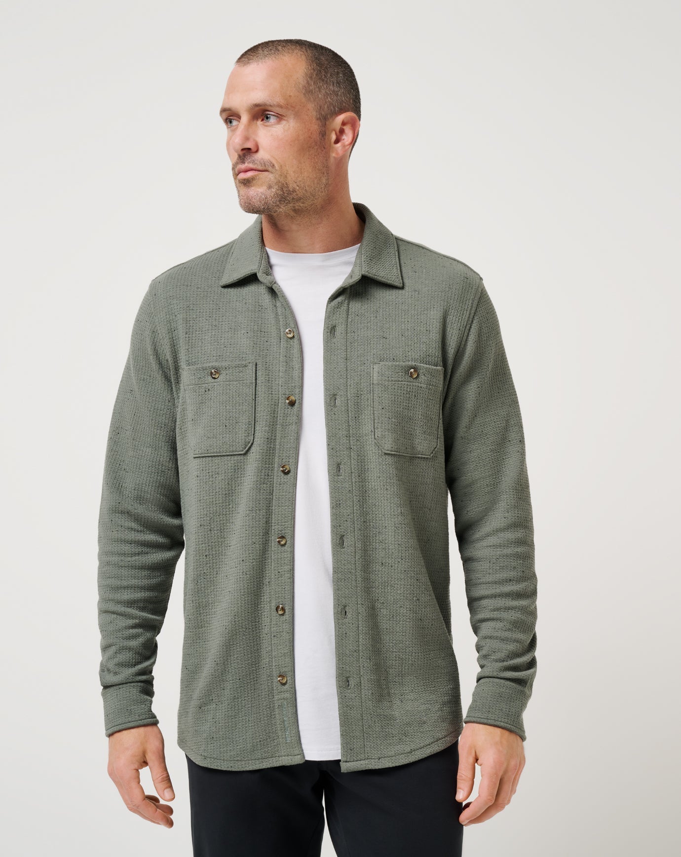 Cloud Waffle Shirt Jacket Men/Dark Olive