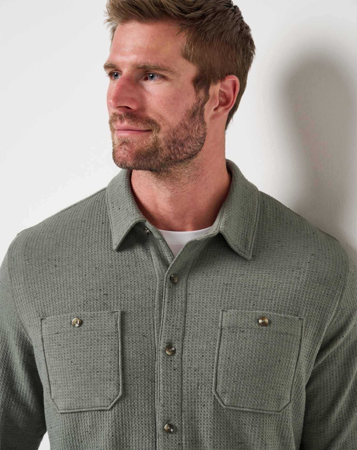 Cloud Waffle Shirt Jacket Men/Dark Olive