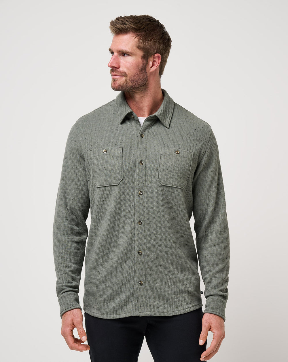Cloud Waffle Shirt Jacket Men/Dark Olive