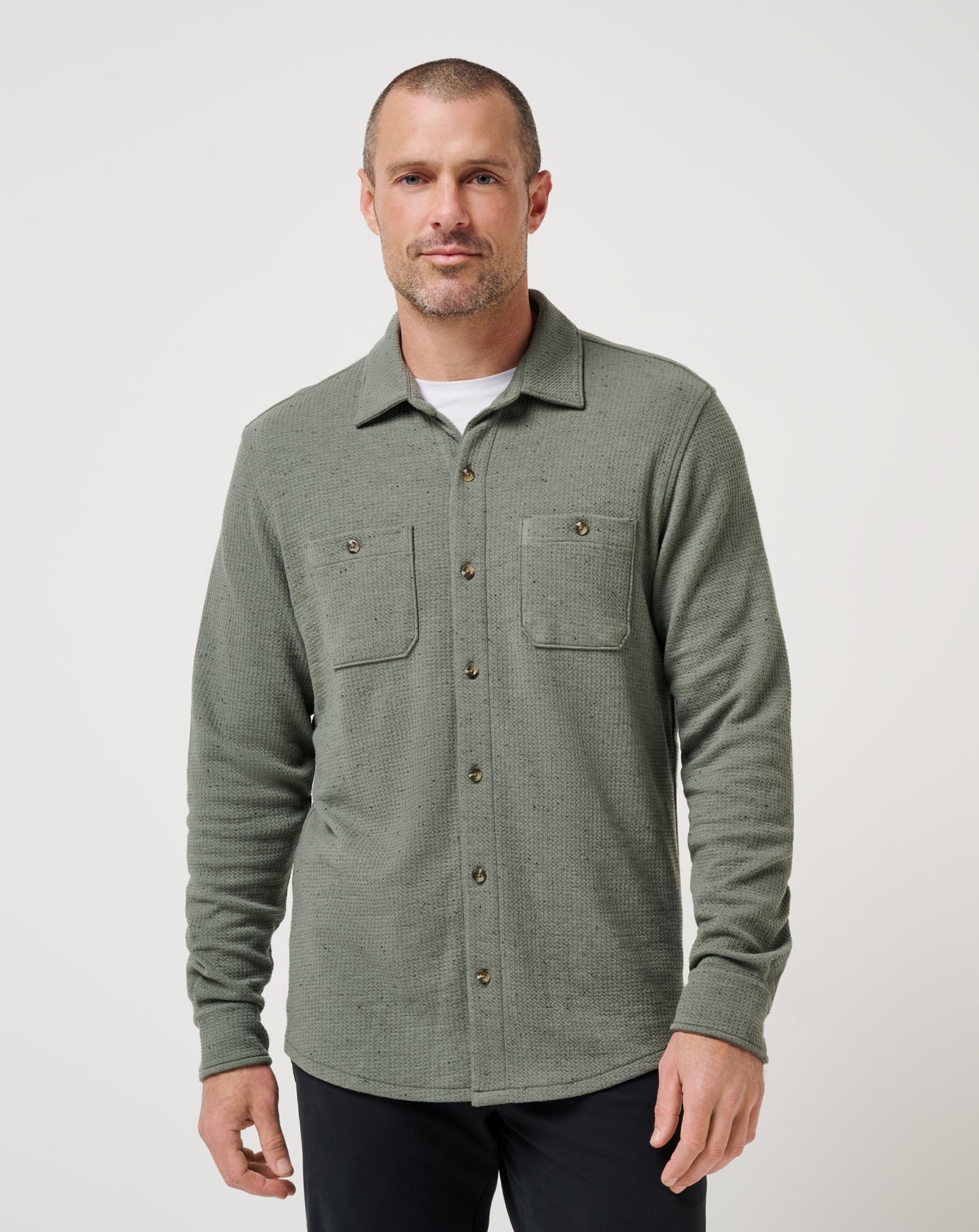 Cloud Waffle Shirt Jacket Men/Dark Olive