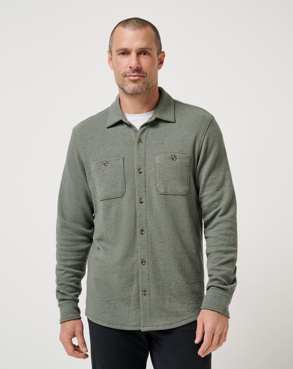 Cloud Waffle Shirt Jacket Men/Dark Olive