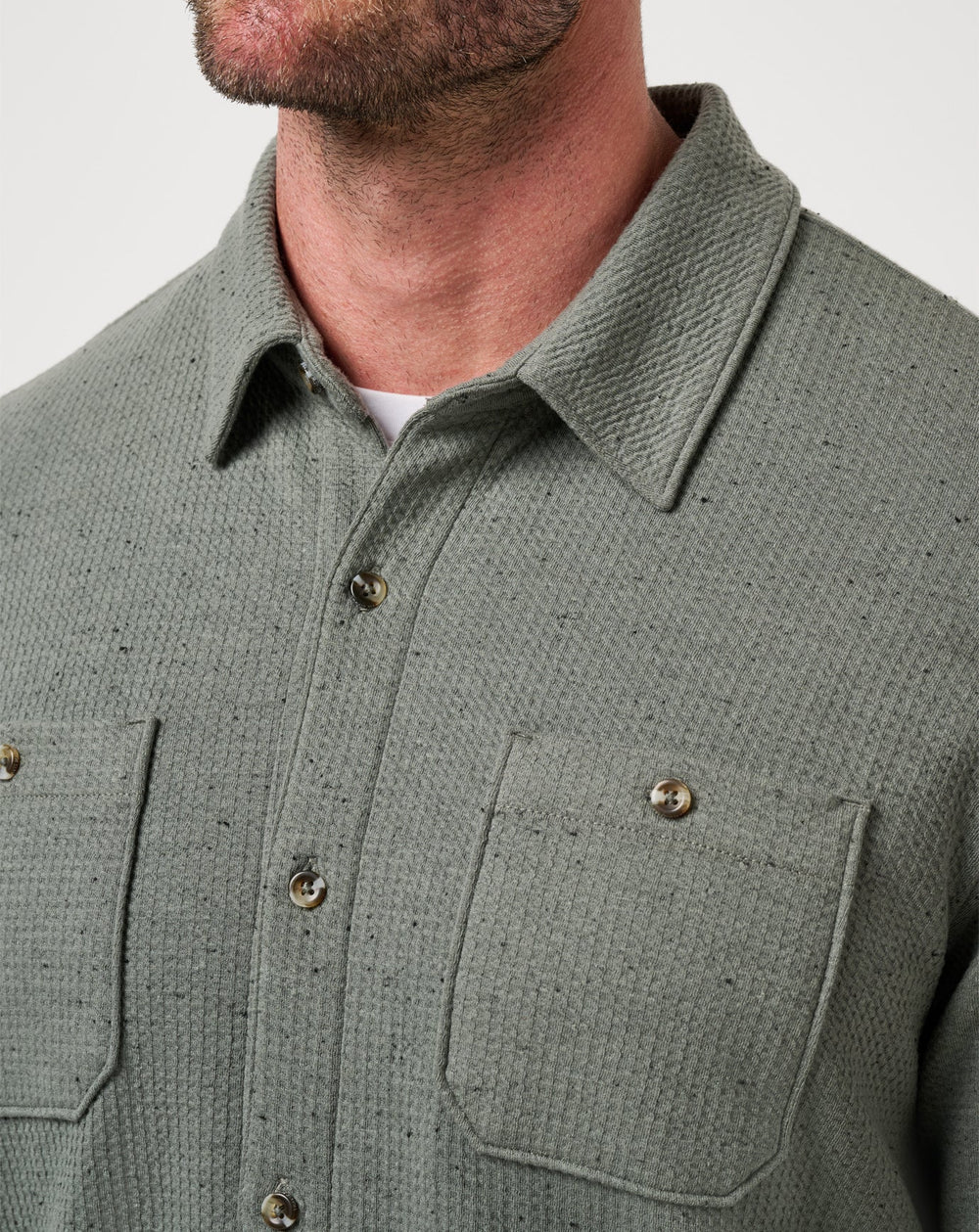 Cloud Waffle Shirt Jacket Men/Dark Olive