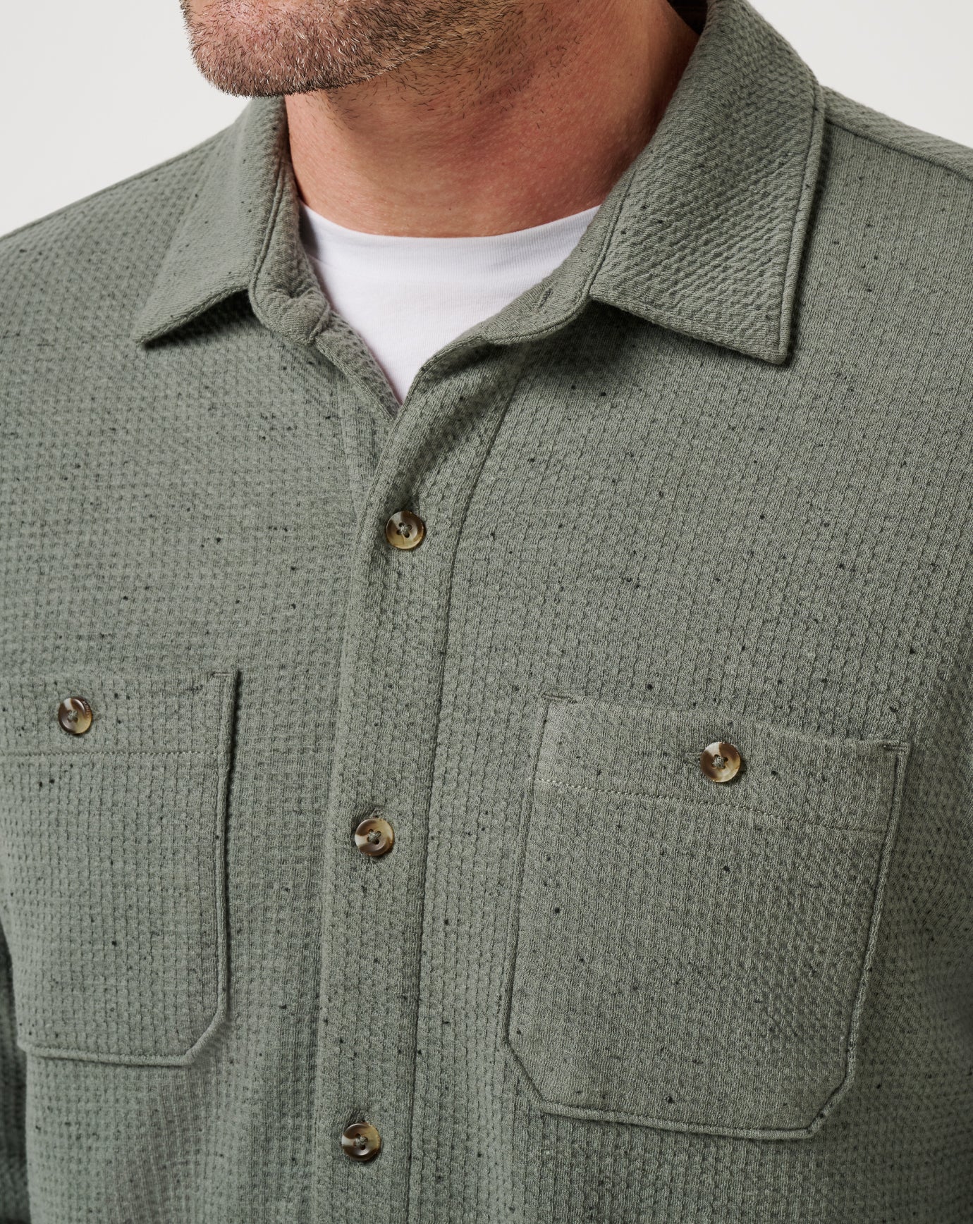 Cloud Waffle Shirt Jacket Men/Dark Olive