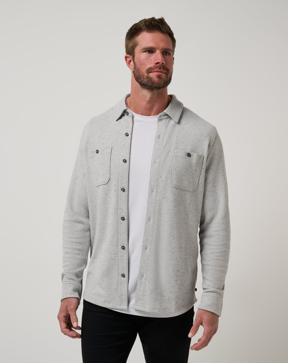 Cloud Waffle Shirt Jacket Men/Heather Light Grey