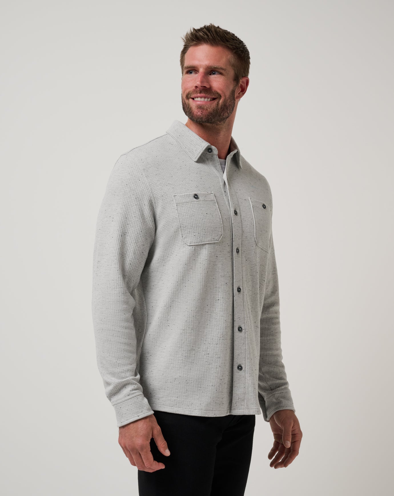 Cloud Waffle Shirt Jacket Men/Heather Light Grey