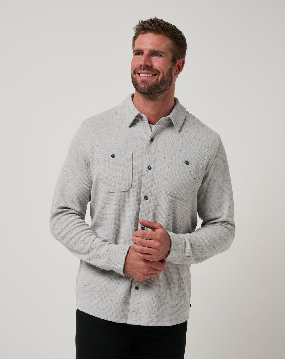 Cloud Waffle Shirt Jacket Men/Heather Light Grey