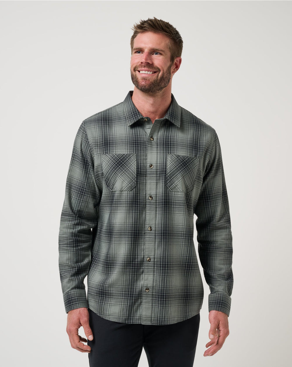 Cloud Flannel Plaid Button-Up Men/Dark Olive