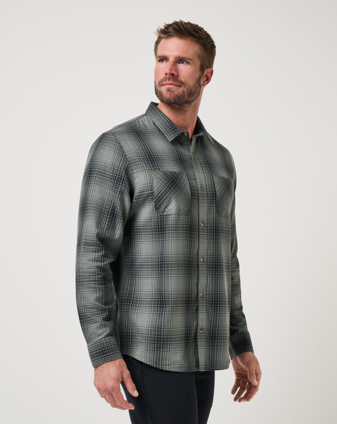 Cloud Flannel Plaid Button-Up Men/Dark Olive
