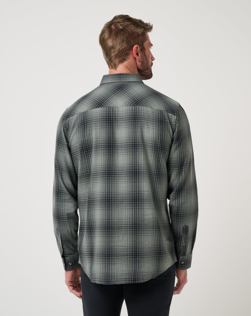 Cloud Flannel Plaid Button-Up Men/Dark Olive