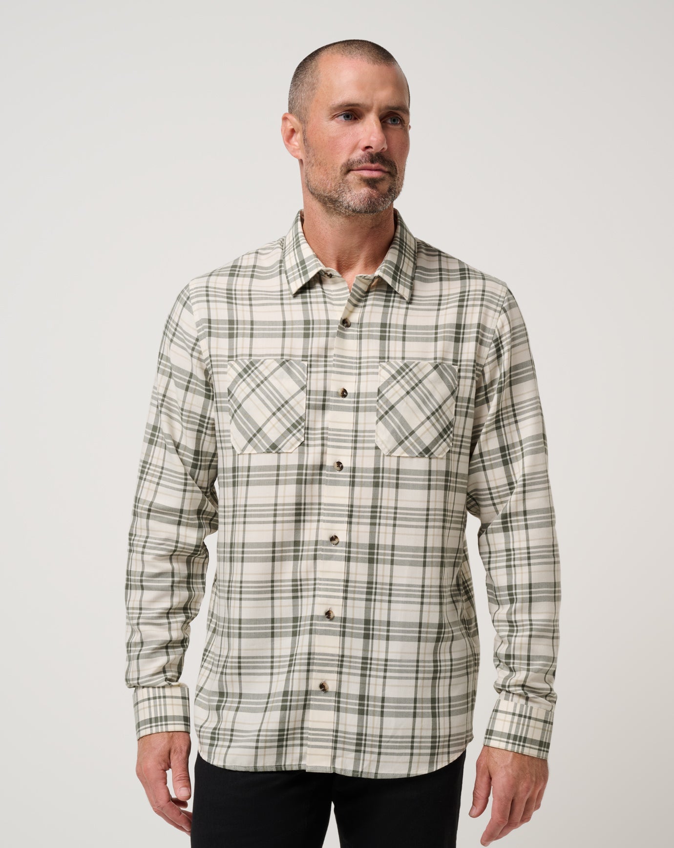 Cloud Flannel Plaid Button-Up Men/Birch
