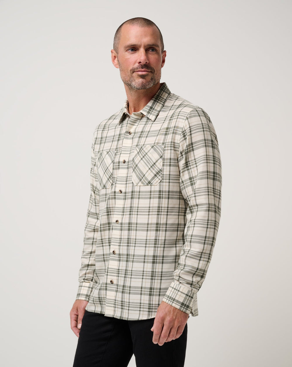 Cloud Flannel Plaid Button-Up Men/Birch