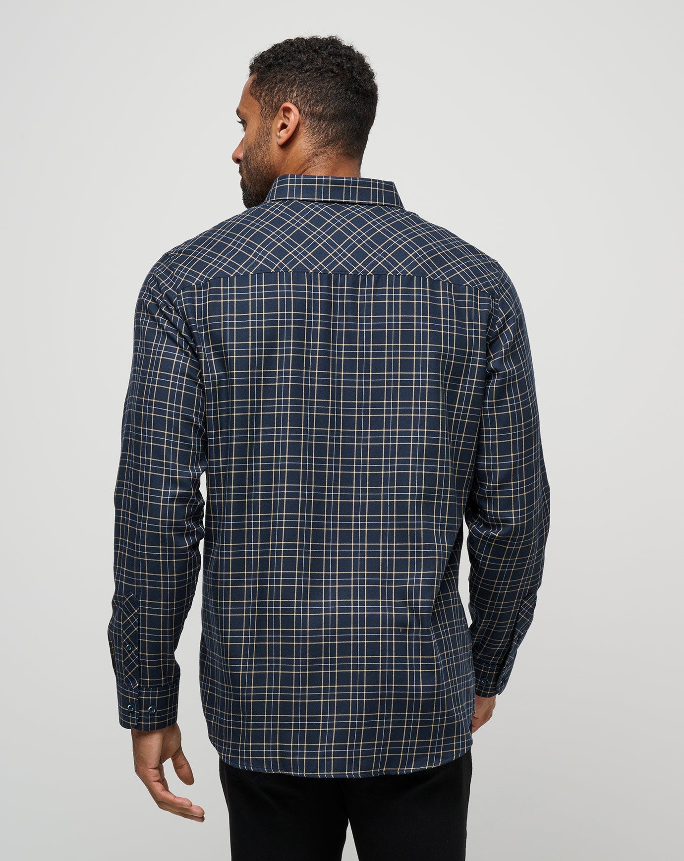 Cloud Flannel Plaid Button-Up Men/Total Eclipse/Apricot