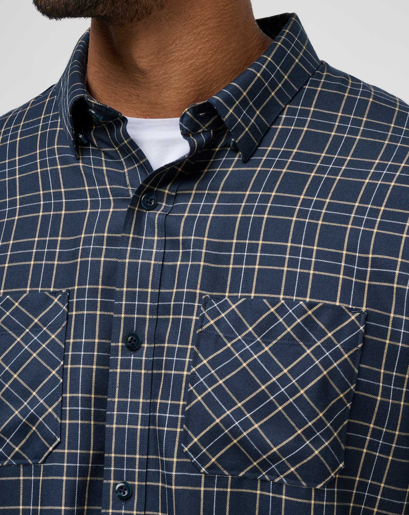 Cloud Flannel Plaid Button-Up Men/Total Eclipse/Apricot