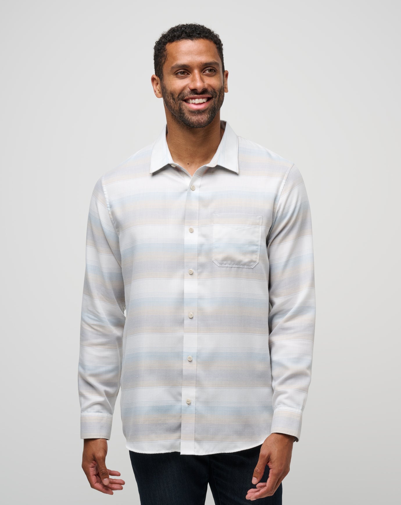 Cloud Flannel Stripe Button-Up Men/Oxford Tan