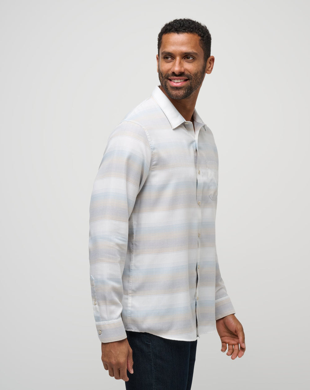Cloud Flannel Stripe Button-Up Men/Oxford Tan