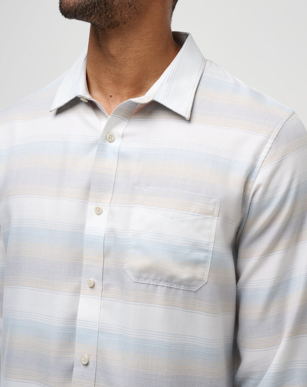 Cloud Flannel Stripe Button-Up Men/Oxford Tan