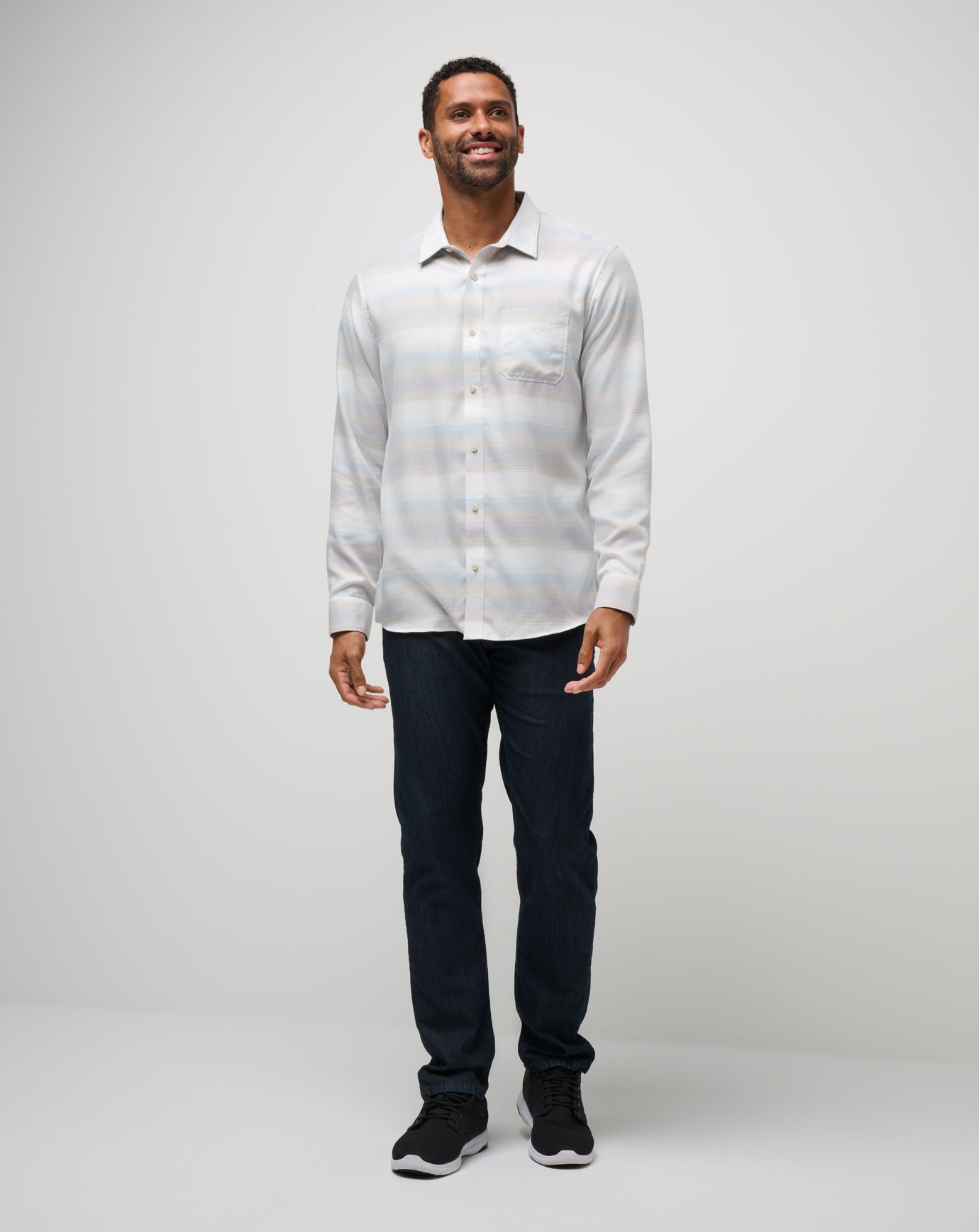 Cloud Flannel Stripe Button-Up Men/Oxford Tan