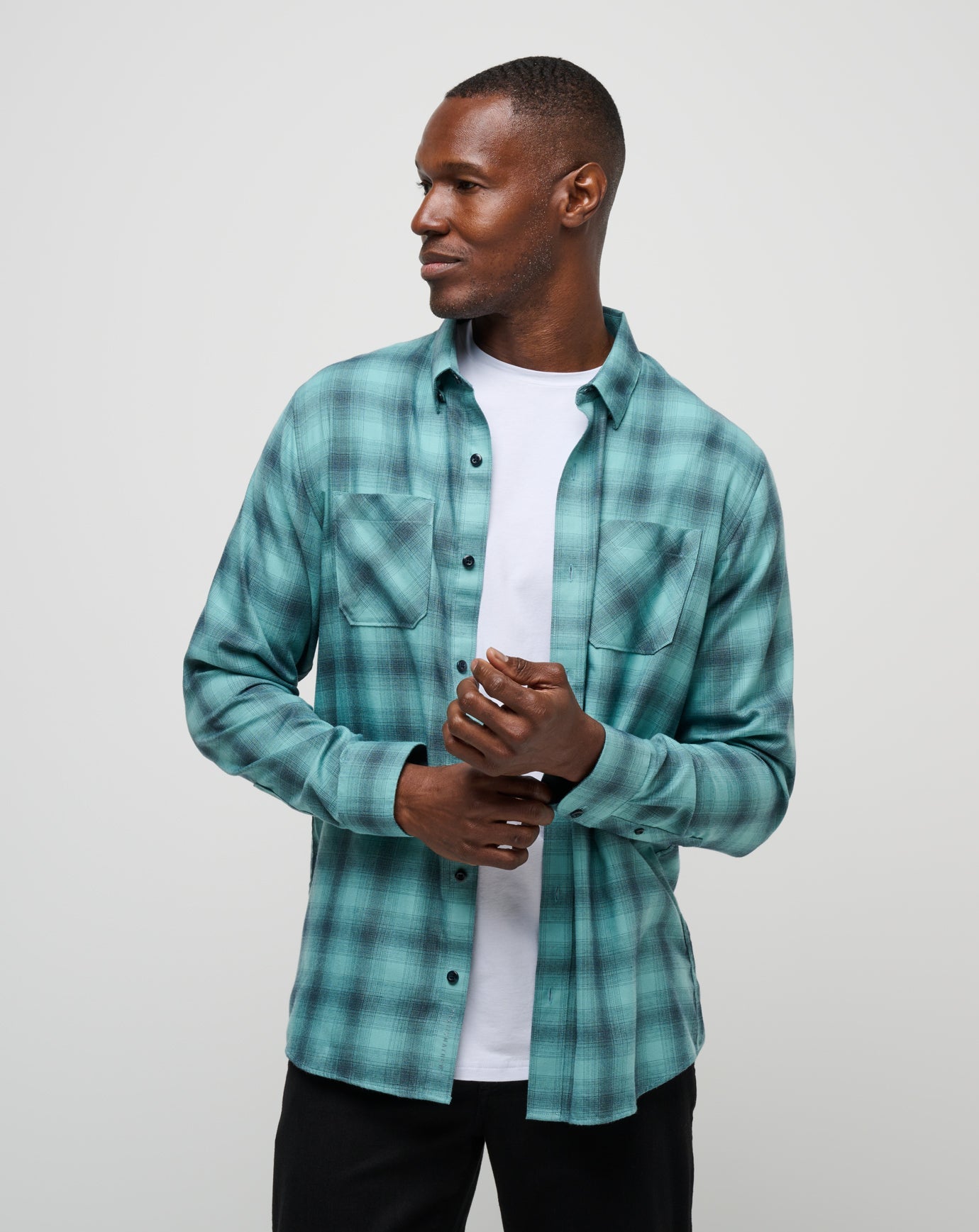 Cloud Flannel Plaid Button-Up Men/Total Eclipse/Cameo