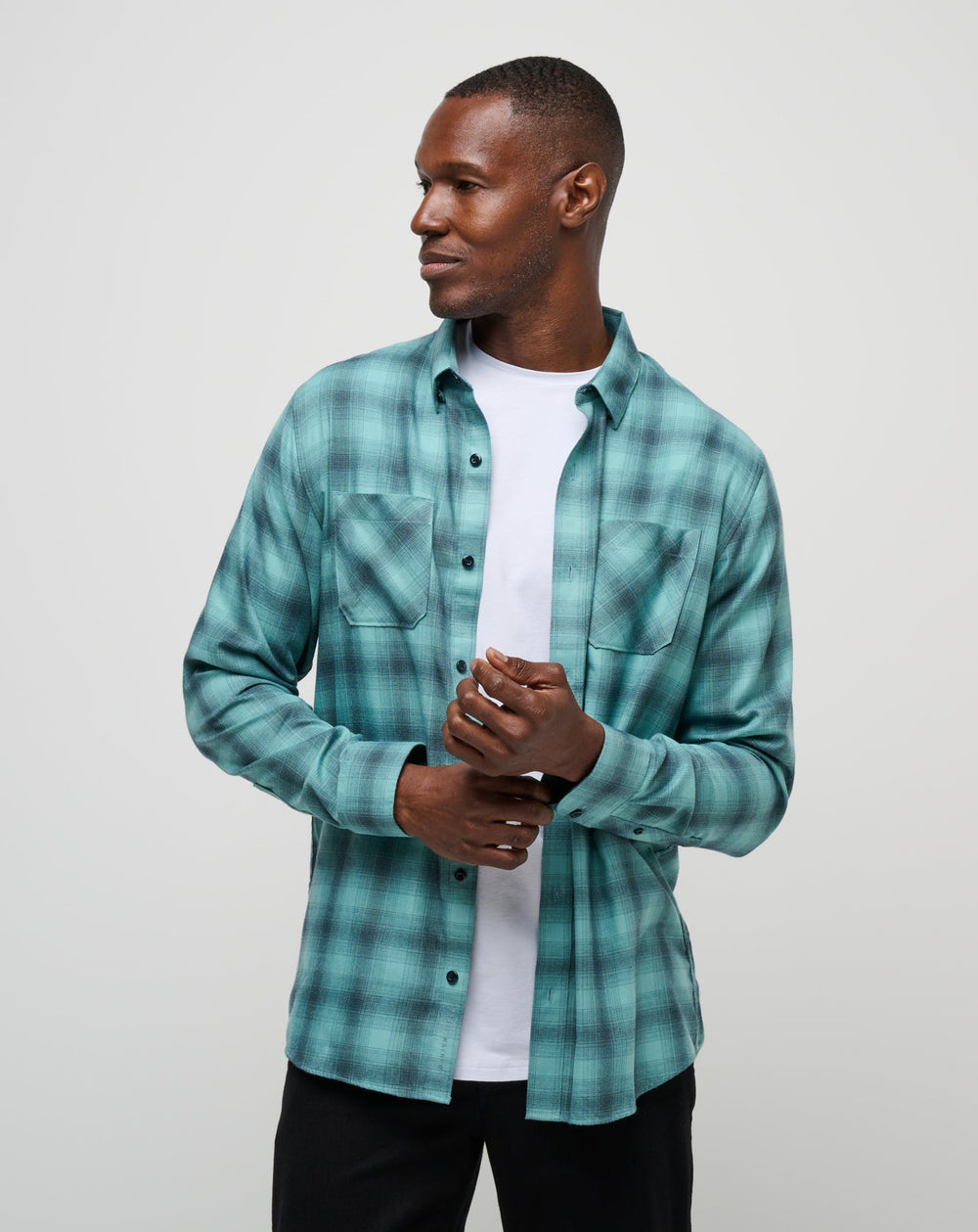 Cloud Flannel Plaid Button-Up Men/Total Eclipse/Cameo