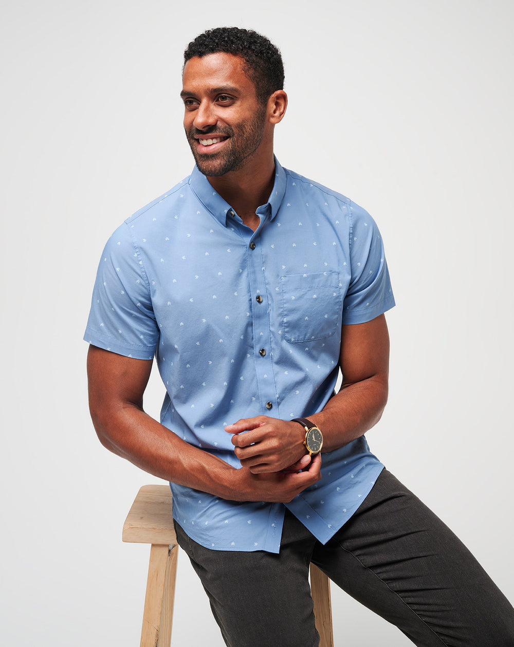 Wind It In Button-Up Men/Heather Quiet Harbor
