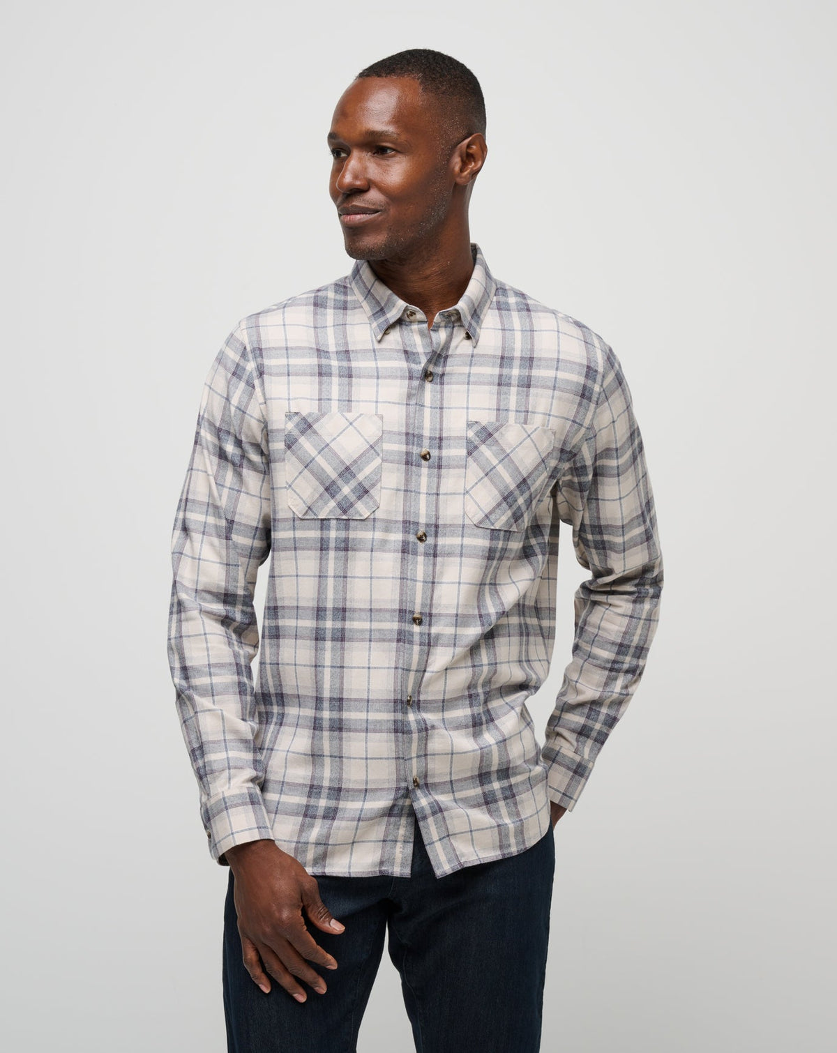 Cloud Flannel Plaid Button-Up Men/Oxford Tan/Plum