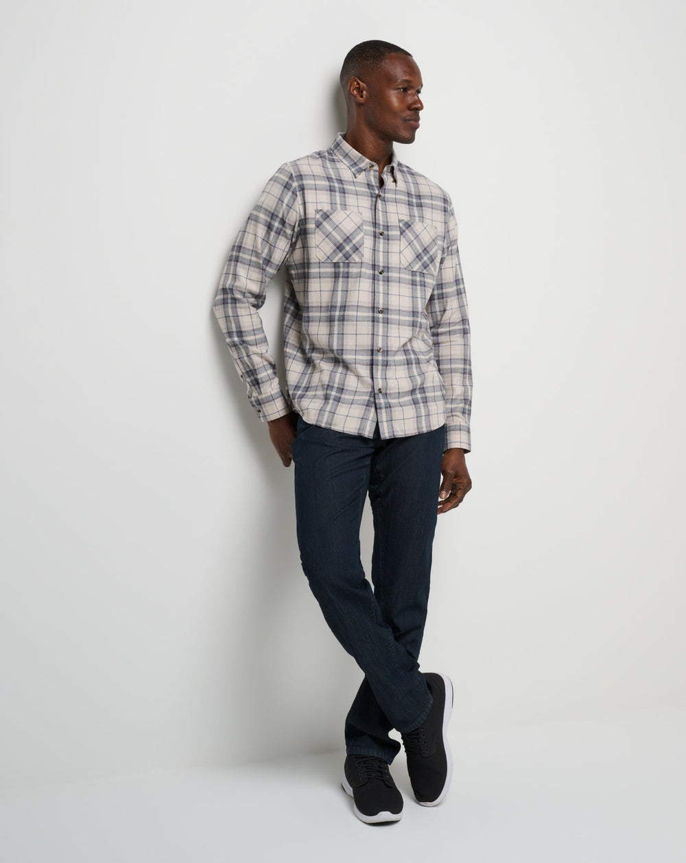 Cloud Flannel Plaid Button-Up Men/Oxford Tan/Plum