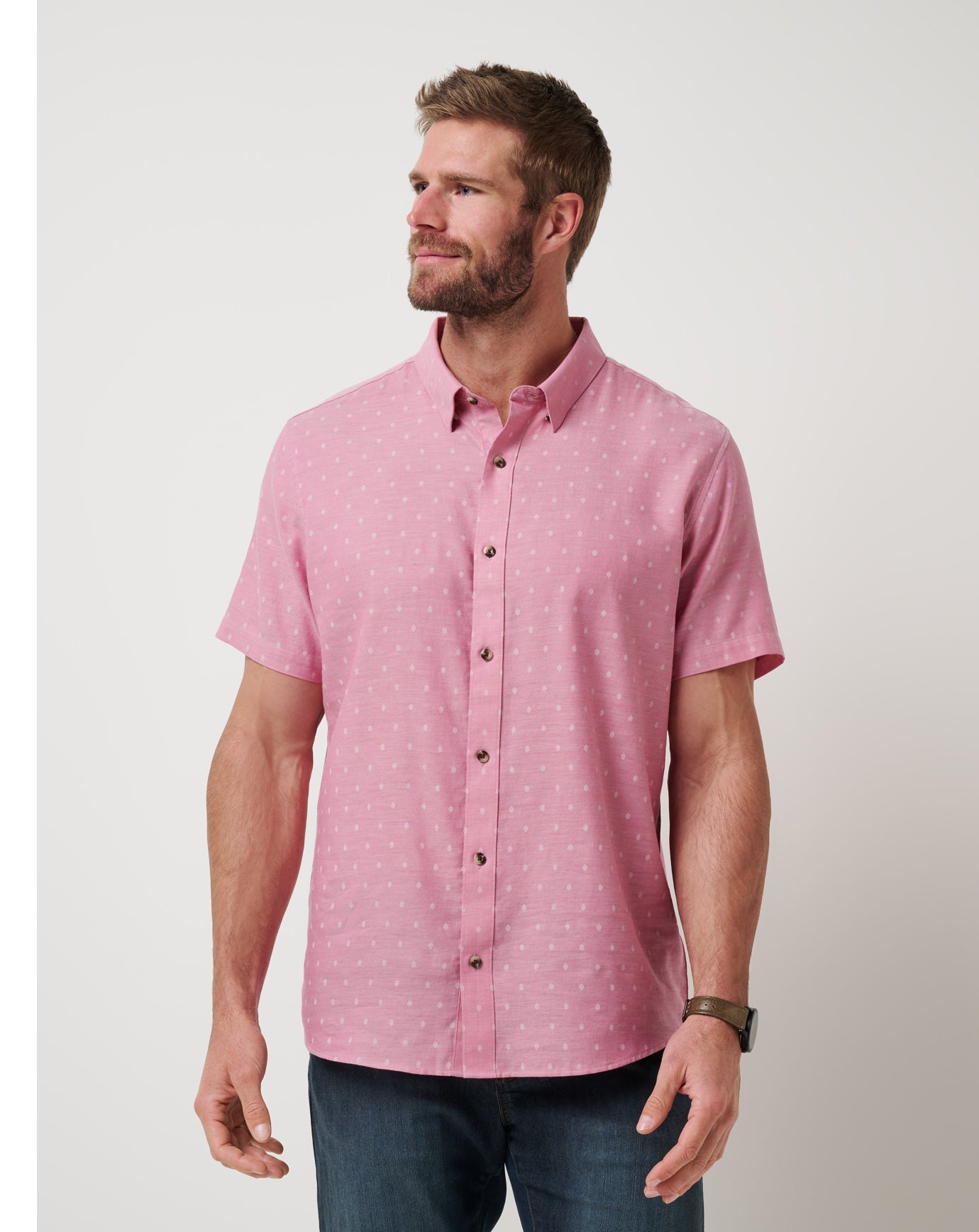 Early Check In Button-Up Men/Heather Rose Wine