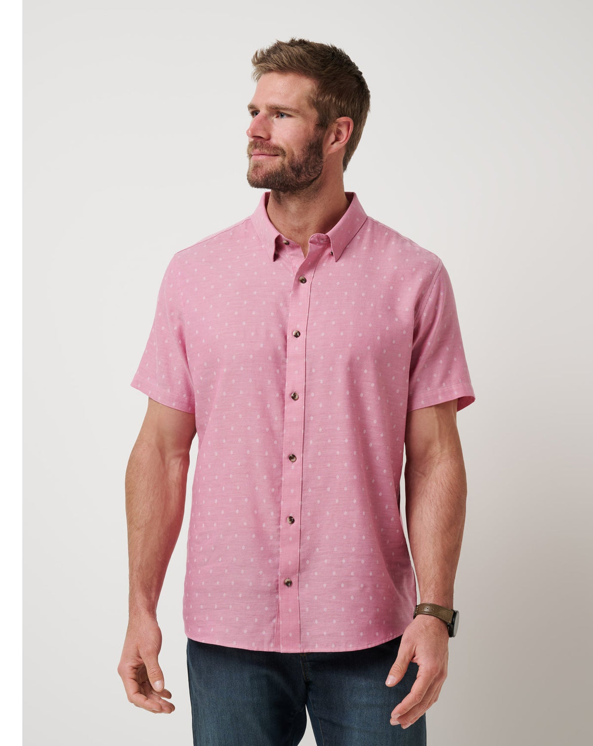 Early Check In Button-Up Men/Heather Rose Wine