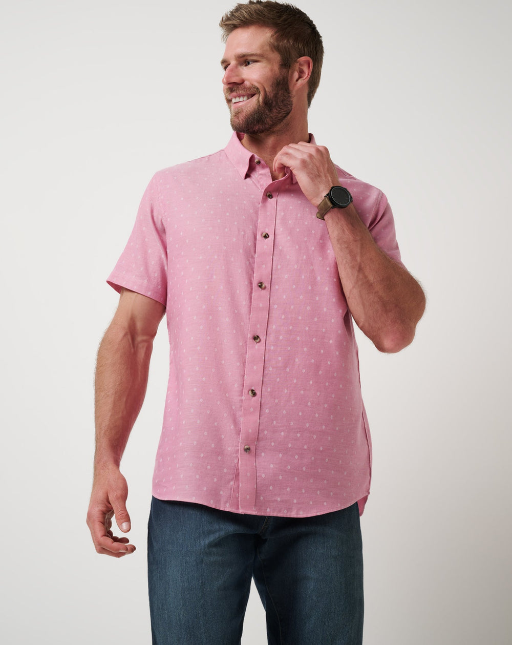 Early Check In Button-Up Men/Heather Rose Wine
