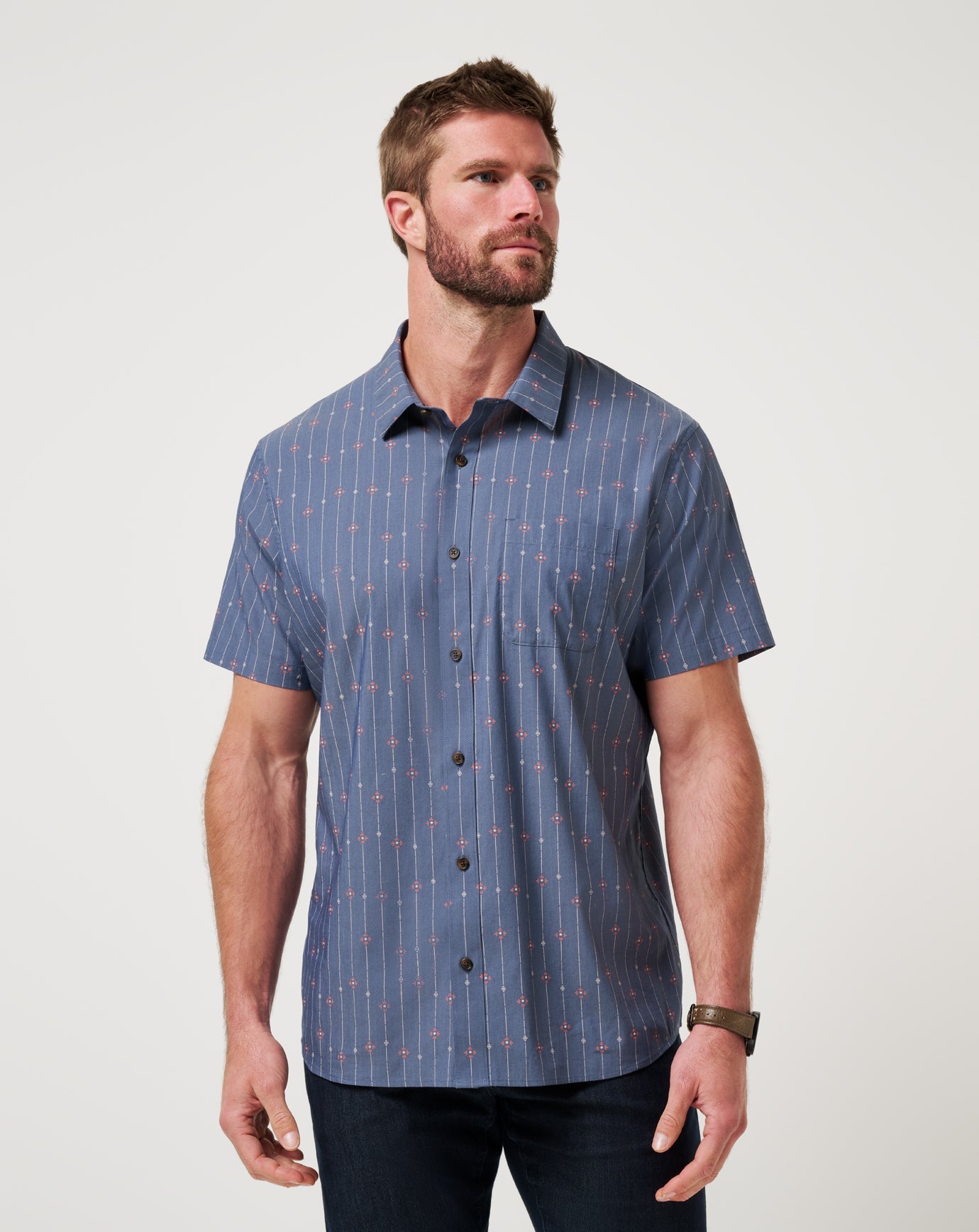 Deco Button-Up Men/Heather Mood Indigo