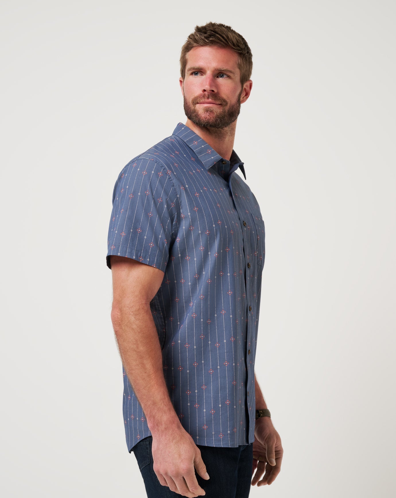 Deco Button-Up Men/Heather Mood Indigo