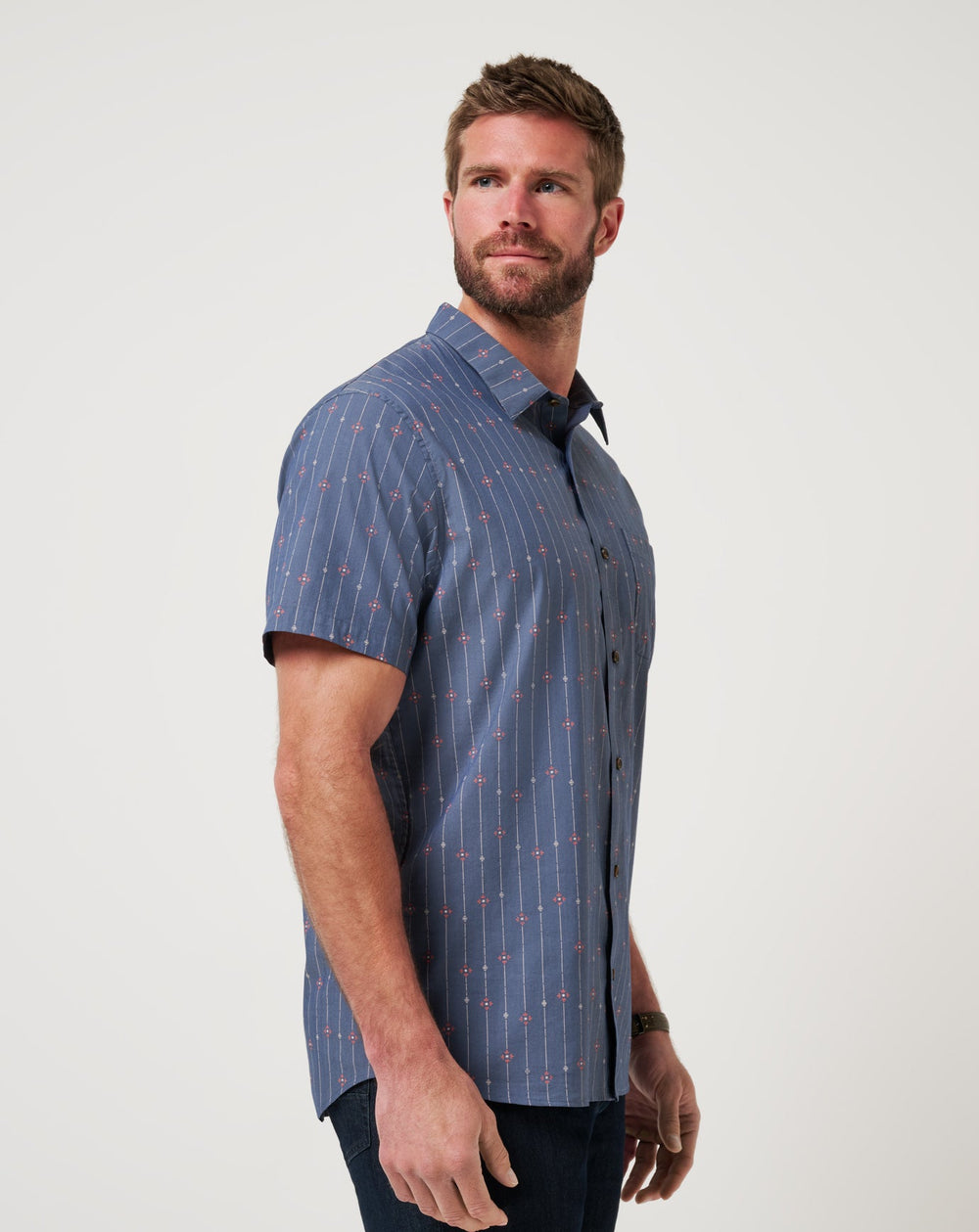 Deco Button-Up Men/Heather Mood Indigo