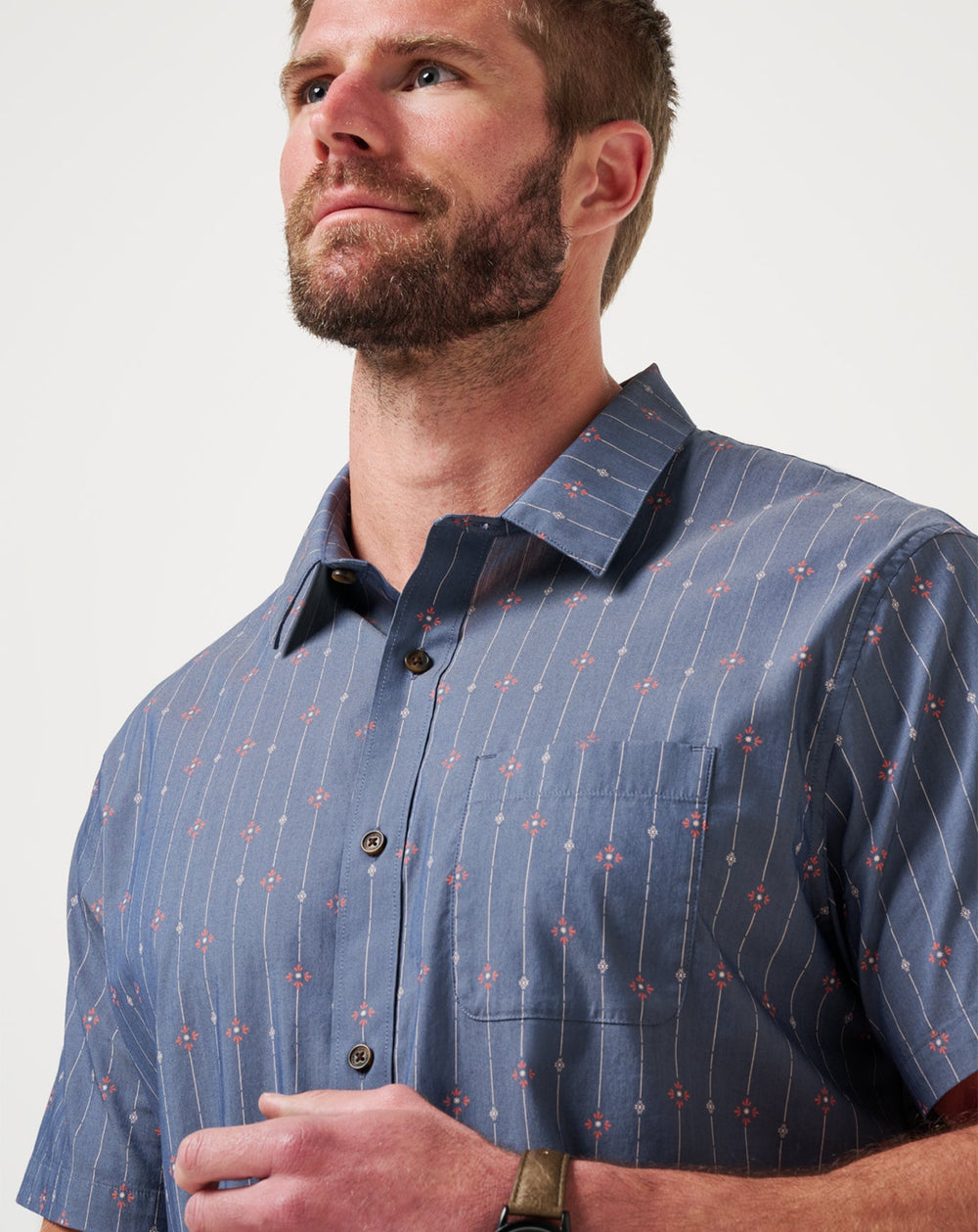 Deco Button-Up Men/Heather Mood Indigo