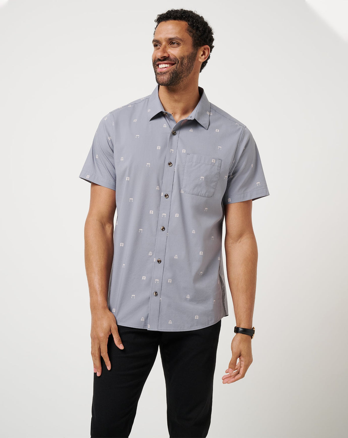 French Riviera Button-Up Men/Quiet Shade