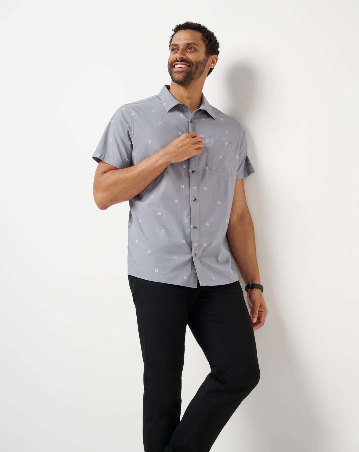 French Riviera Button-Up Men/Quiet Shade