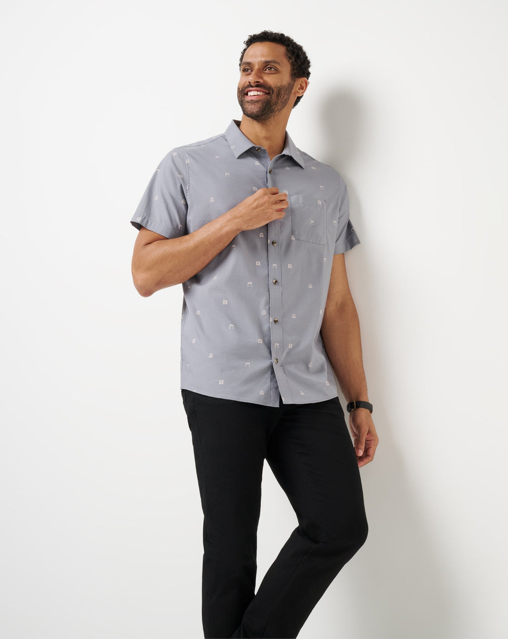 French Riviera Button-Up Men/Quiet Shade