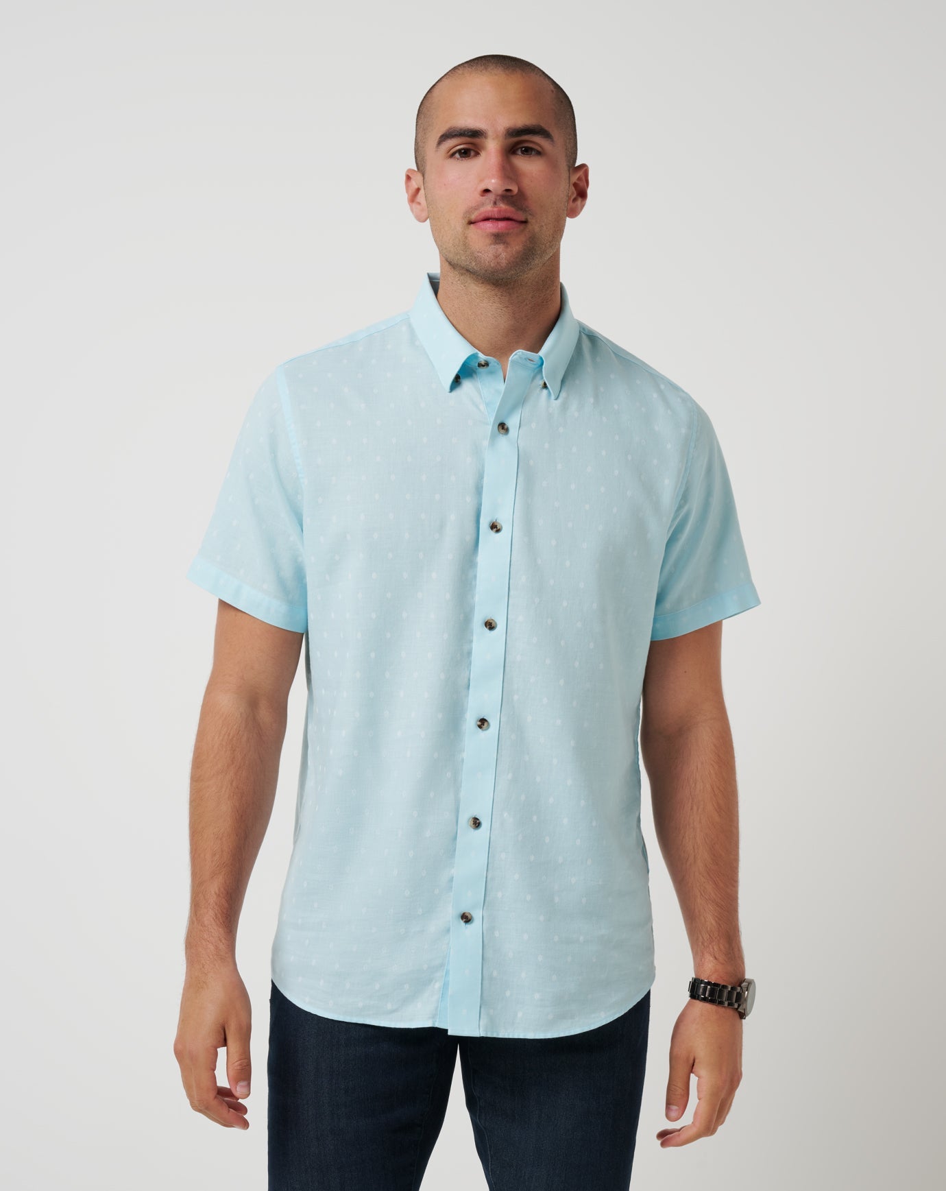 Early Check In Button-Up Men/Cory Blue