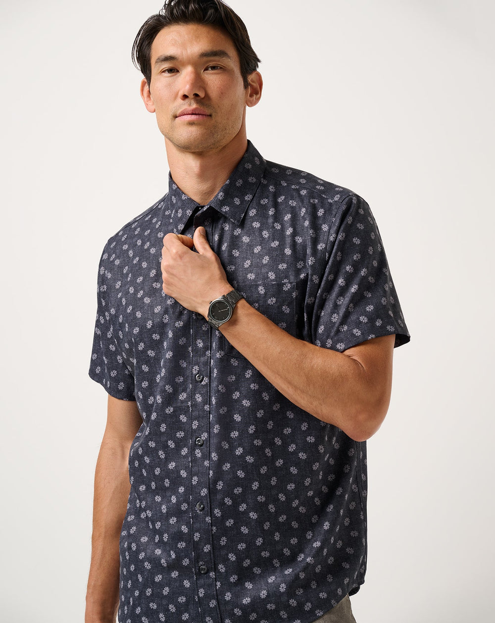 Techwoven Grey Wind Button-Up Men/Heather Black